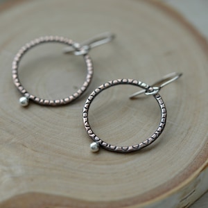 Boucles d&#39;oreilles simples en cuivre, créoles en cuivre, boucles d&#39;oreilles en cuivre et en argent, bijoux en cuivre