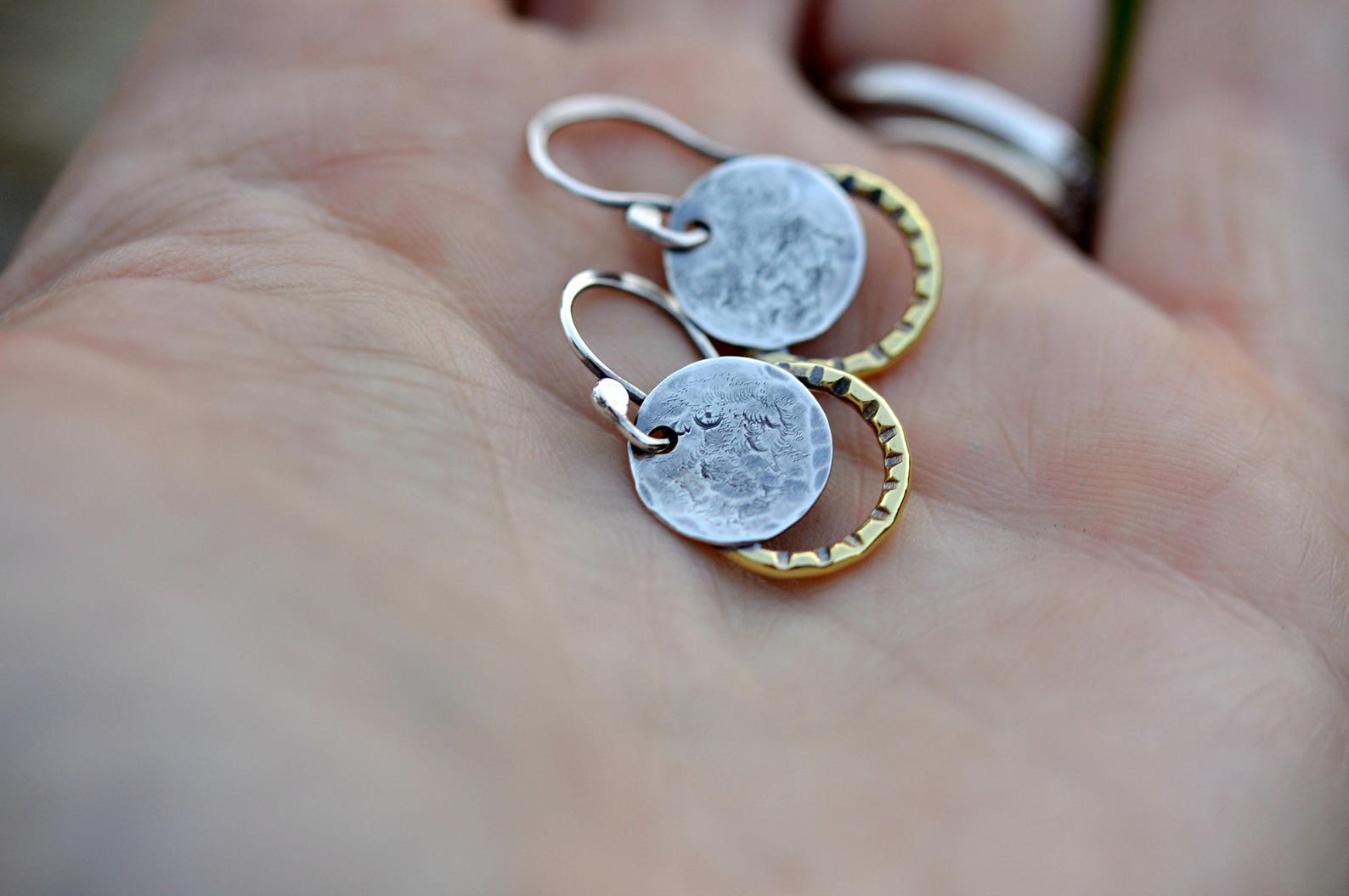 Small window handcrafted sterling silver earring