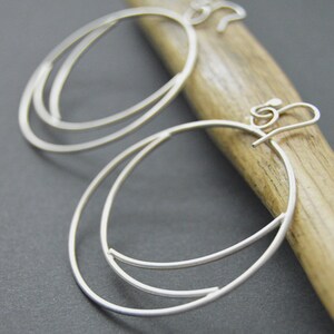 Silver hoop earrings, Big Wave earrings, sterling silver hoops, handmade hoops image 3