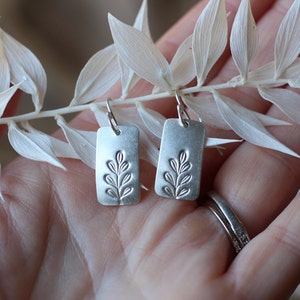 Handmade floral earrings Sterling silver Dangle drop Minimalist Nature earrings Plant boho earrings Gift for mom image 5