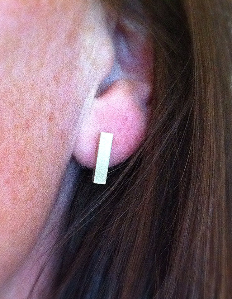 Simple Brass Bar Earrings Gold Bar Brass Posts Brass and Etsy