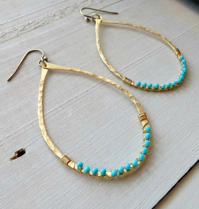 Beaded Teardrop Earrings in Blue main image 0