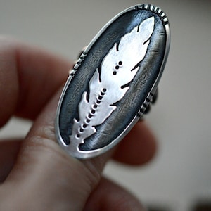 Feather ring, silver ring, sterling silver feather ring, saddle ring , feather jewelry, boho ring, made to order