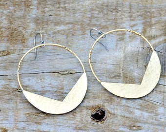 Funky geometric hoop earrings with a striking boho style, large earrings, statement jewelry