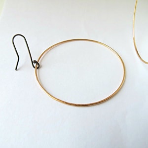Modern gold hoops, large 2 inch, thin and lightweight 14k gold filled earrings