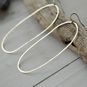 Oval brass hoops, modern hoop earrings, brass jewelry, handmade hoops, brass earrings