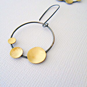 Oxidized silver earrings, unique hoop earrings, circle earrings image 4
