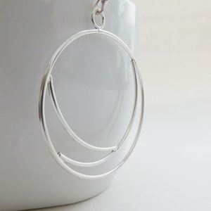 Silver hoop earrings, Big Wave earrings, sterling silver hoops, handmade hoops image 5