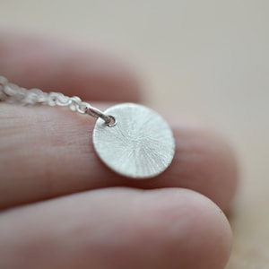 Small silver disc necklace, silver necklace, petite silver charm, layering necklace