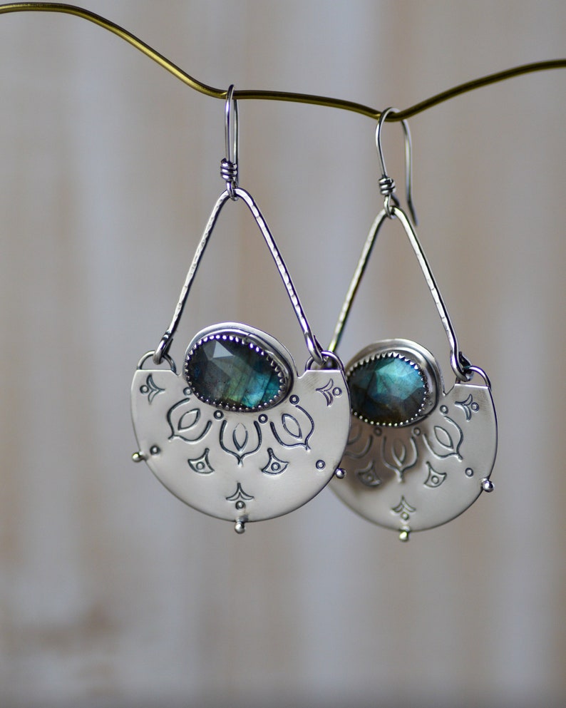 Boucles D'oreilles Argent Et Labradorite - Neuf Sans Emballage - Pierre Principale Saphir
