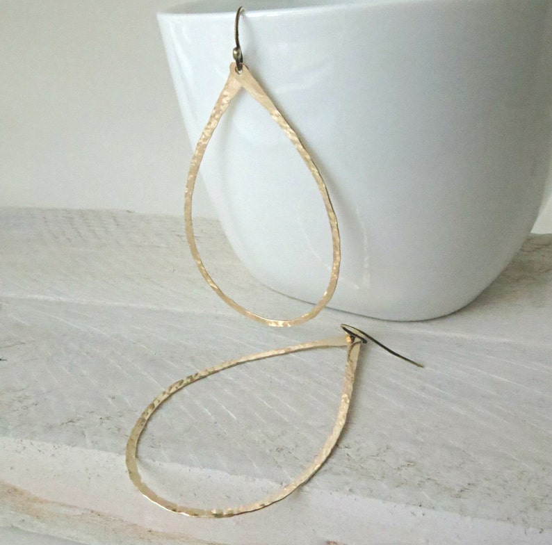 Brass Teardrop Earrings Brass Dangles Handmade Earrings Etsy