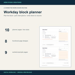 Workday Block Planner Printable: Time Blocking Pages and Worked Example, Letter and A4 PDF