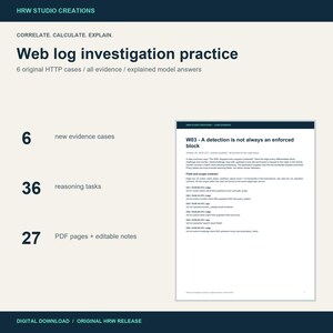 Web Log Investigation Workbook: 6 HTTP Cases, Explained Answers and Editable Response Notes