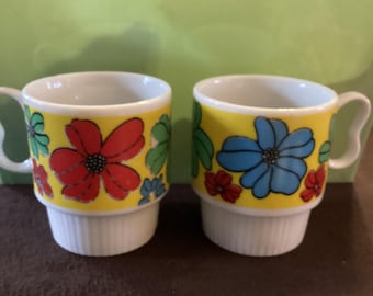 Vintage Set of 2 Made in Japan Stacking Mugs