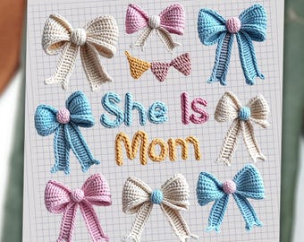 Crochet She Is Mom DTF, Knitted Mom Floral DTF, Christian Mom Quote Print, Yarn Style Mama Design, Gift For Mom, Mothers Day DTF