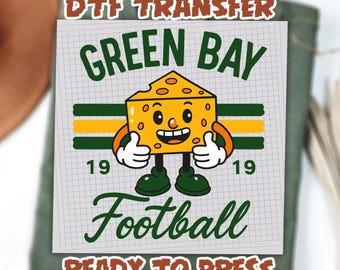 Green Bay Football Ready To Press, American Football, Cheesehead DTF transfers, Vintage Style Football Ready To Ship, Wisconsin Dtf