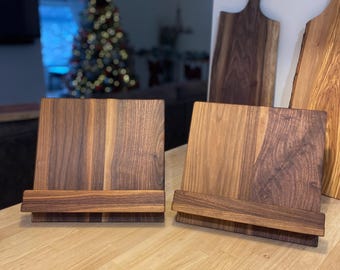 Soporte para libros de recetas o iPad, hecho a mano en nogal macizo