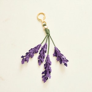 Leather Lavender Keychain: Provence Inspired Floral Bag Charm