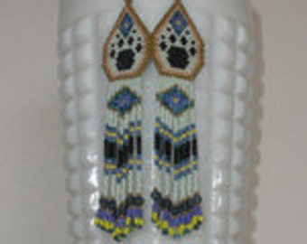 BEADING PATTERN WOLF hybride patte imprimé peyotl ou point de brique Modèle pour les boucles d'oreilles perlées à la main