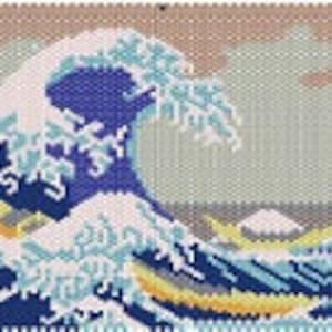 PÄRLMÖNSTER Hokusai Wave Japansk målning Peyotepanel