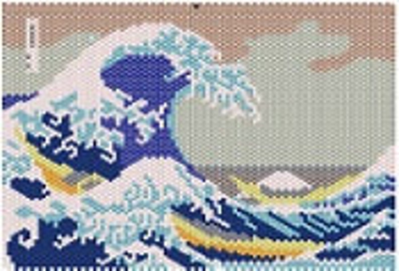 BEADING PATTERN Hokusai Wave Japanese Painting Peyote panel image 1