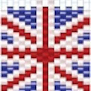 May include: A small, square, pixelated image of the Union Jack flag. The flag is red, white, and blue.