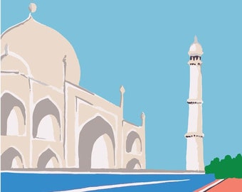 Taj Mahal, Agra, India - Inktober 2019 Travel series, posca markers - art print