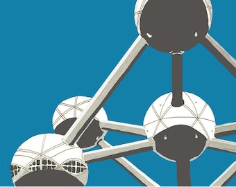 Atomium, Brussels, Belgium - Inktober 2019 Travel series, posca markers - art print