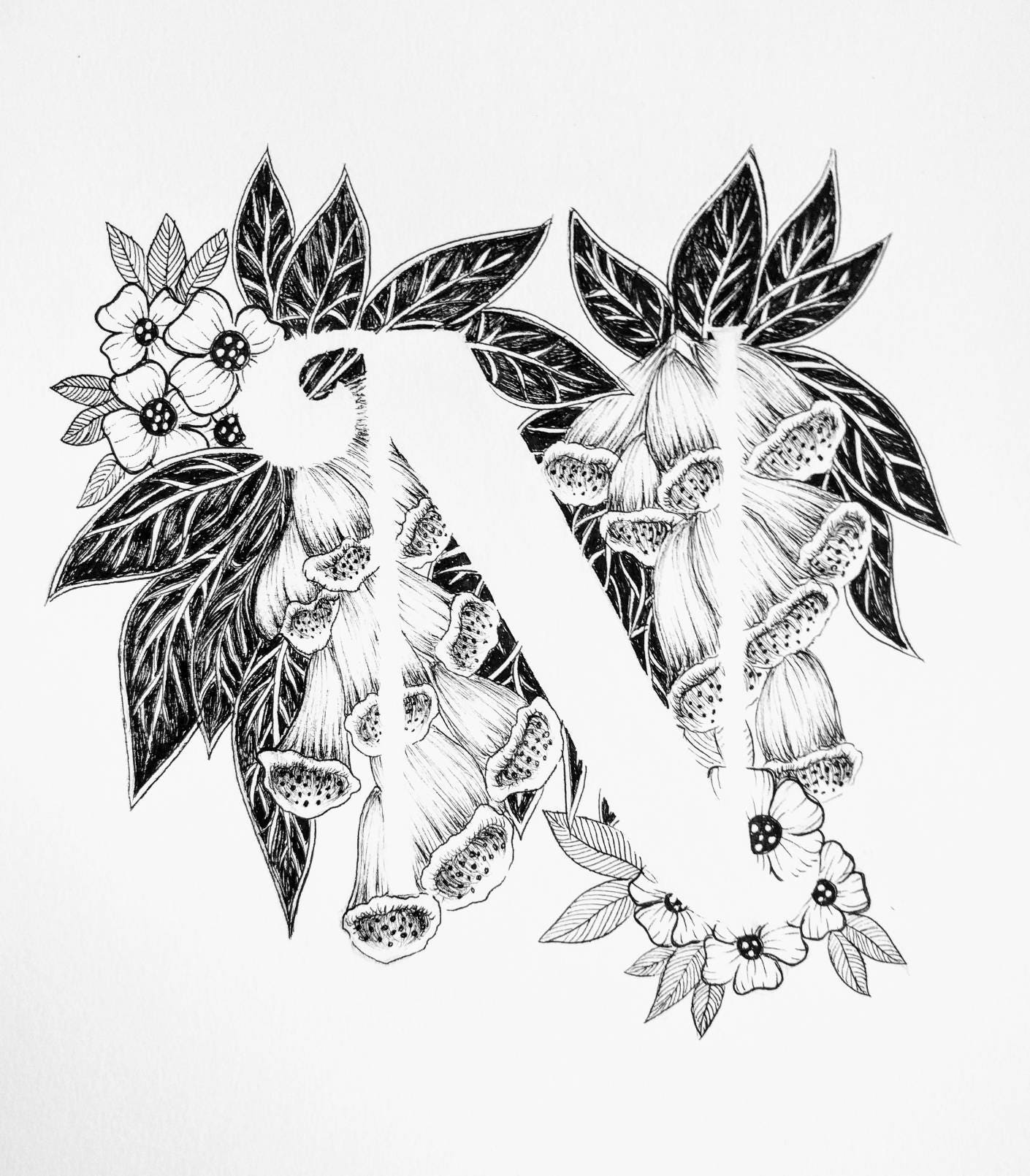 Calligraphy cheap letter n