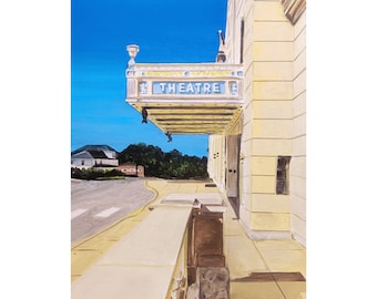 Hershey Theatre - Hershey, PA - shadow - art print, gouache, from Gouachetober 2021 series