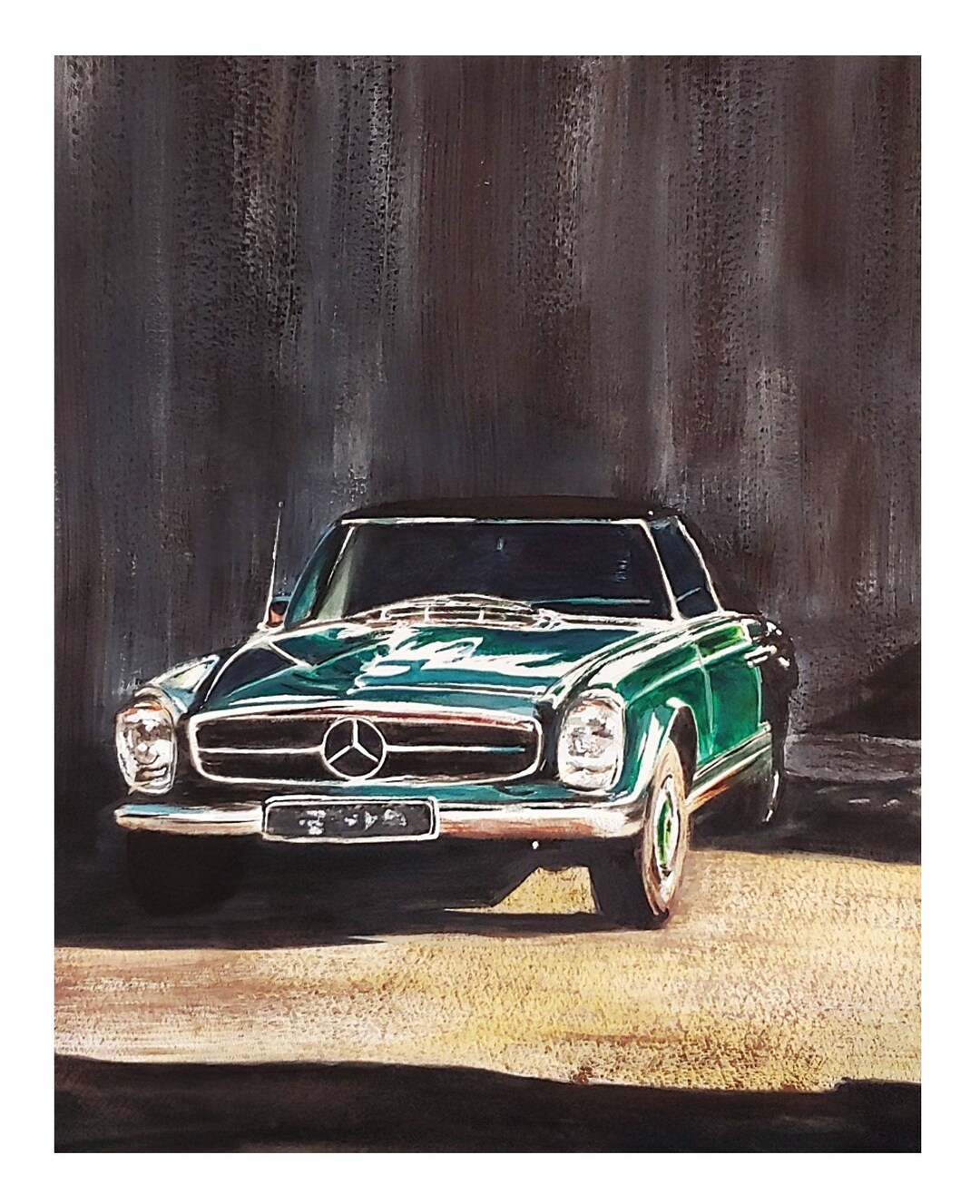 メルセデス 200 SL、緑、エメラルド、車、クラシック