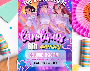 KPOP Demon Hunters Invitation, KPOP Demon Hunters Birthday invitation, EDITABLE K Pop Birthday Invitation, K Pop Warriors Invitation