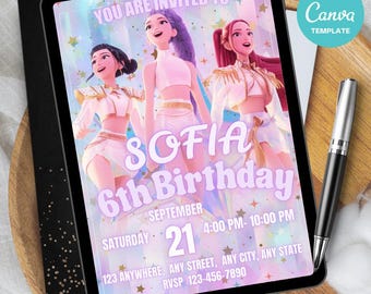 KPOP Demon Hunters Invitation EDITABLE K Pop Birthday Invitation KPOP Demon Hunters Birthday invitation K-Pop Demon Hunters Party downloads