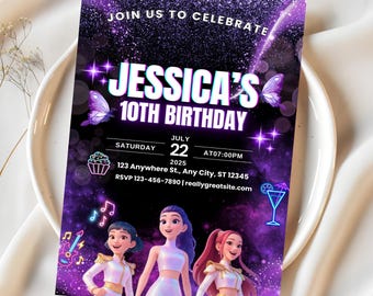 KPOP Demon Hunters Invitation, KPOP Demon Hunters Birthday invitation, EDITABLE K Pop Birthday Invitation, K Pop Warriors Invitation