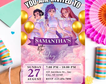 KPOP Demon Hunters Invitation, KPOP Demon Hunters Birthday invitation, EDITABLE K Pop Birthday Invitation, K Pop Warriors Invitation