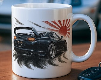 Toyota Supra A80 JDM Mug – Japanese Sumi-e Car Art • Unique Front/Back Graphic