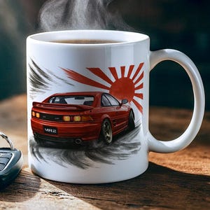 Toyota MR2 SW20 JDM Mug – Japanese Sumi-e Car Art • Unique Front/Back Graphic