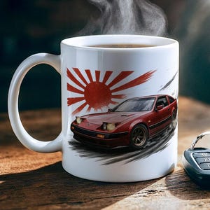 Datsun 300ZX Z31 Turbo JDM Mug – Japanese Sumi-e Car Art • Unique Front/Back Graphic