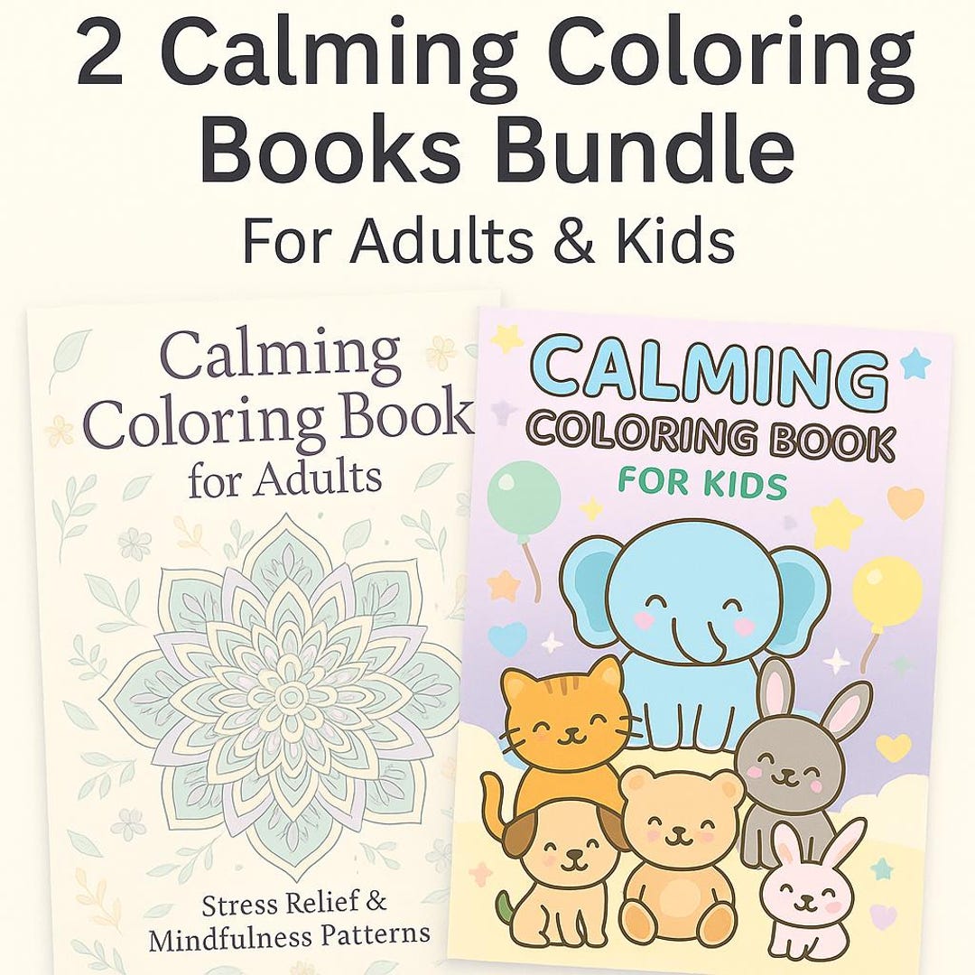 Calming Coloring Book Bundle | Stress Relief for Adults + Kids ...