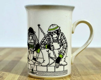 Vintage Bilton's Fishing Monkey's Coffee Cup Made in England