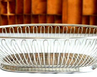 Vintage Oval Shaped Fraser's Cromargan Wire Basket Made in Italy Stainless 18/8