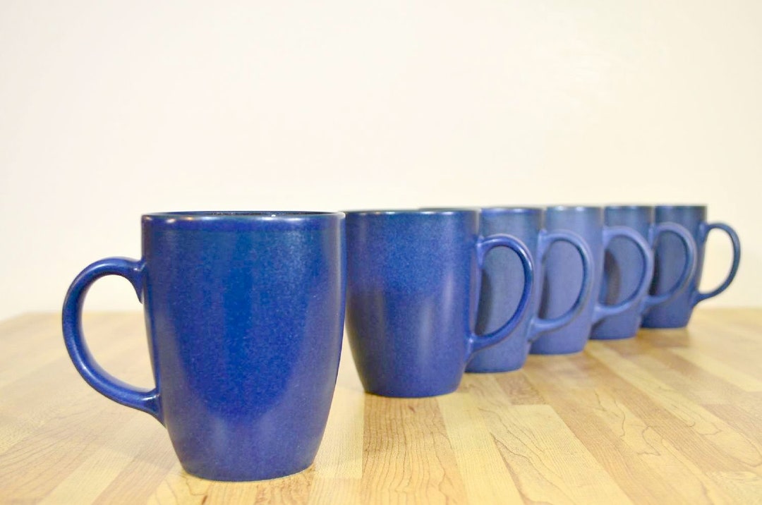 Mikasa Blue Bayou Stoneware Coffee Mugs Set of 6 Art Pottery Etsy