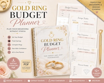 Gold Ring Budget Planner Printable | Engagement Ring Planner PDF | Wedding Jewelry Budget Tracker | Luxury Ring Savings Planner