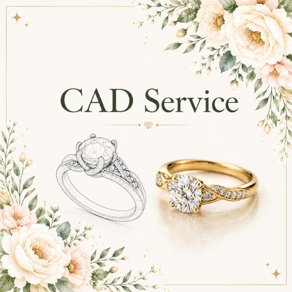 Custom Jewelry 3D CAD Design Service, Engagement Ring, Wedding Band, Photorealistic Renders