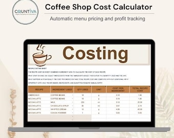 Coffee Shop Costing Calculator | Google Sheets Template for Recipe, Ingredient, Menu & Profit Tracking