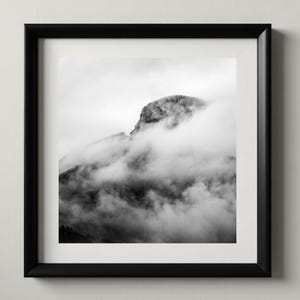 Garlaban | Fine Art Black and White Photography | Sacred Mountain in Clouds | Dark Dramatic Wall Art | Luxury Home Decor | Digital Download