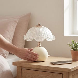 Lámpara de mesa de cristal vintage - Lámpara de mesilla de noche ambiental - Regalo ideal