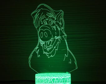 Bambola Alf Lampada da notte 3D Alf Regalo Alf Luce notturna 3D Luce per bambini Lampada a LED con illusione 3D Alf Decor Regalo per lui Idea regalo Compleanno per bambini