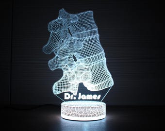 Lámpara de neurocirujano de articulación vertebral, regalo para cirujano ortopédico, lámpara LED de regalo para ortopedista, lámpara de noche 3D, luz nocturna 3D