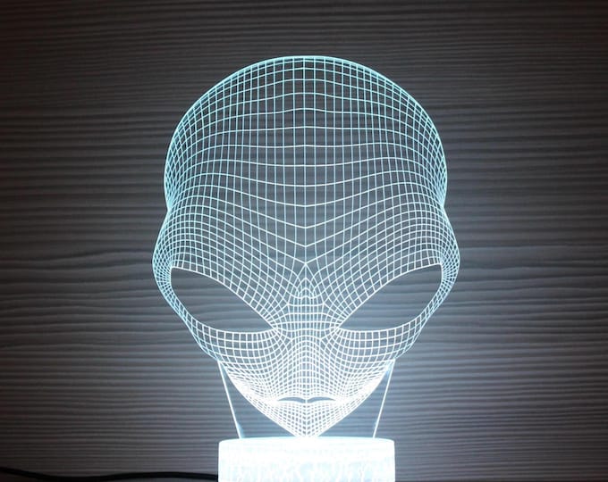 3D Alien Head Zone 51 3D Night Lamp 3D Night Light Children Light 3D Illusion LED Lamp Alien Decor Gift For Him Gift Idea Kids Birthday